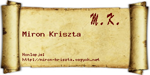 Miron Kriszta névjegykártya